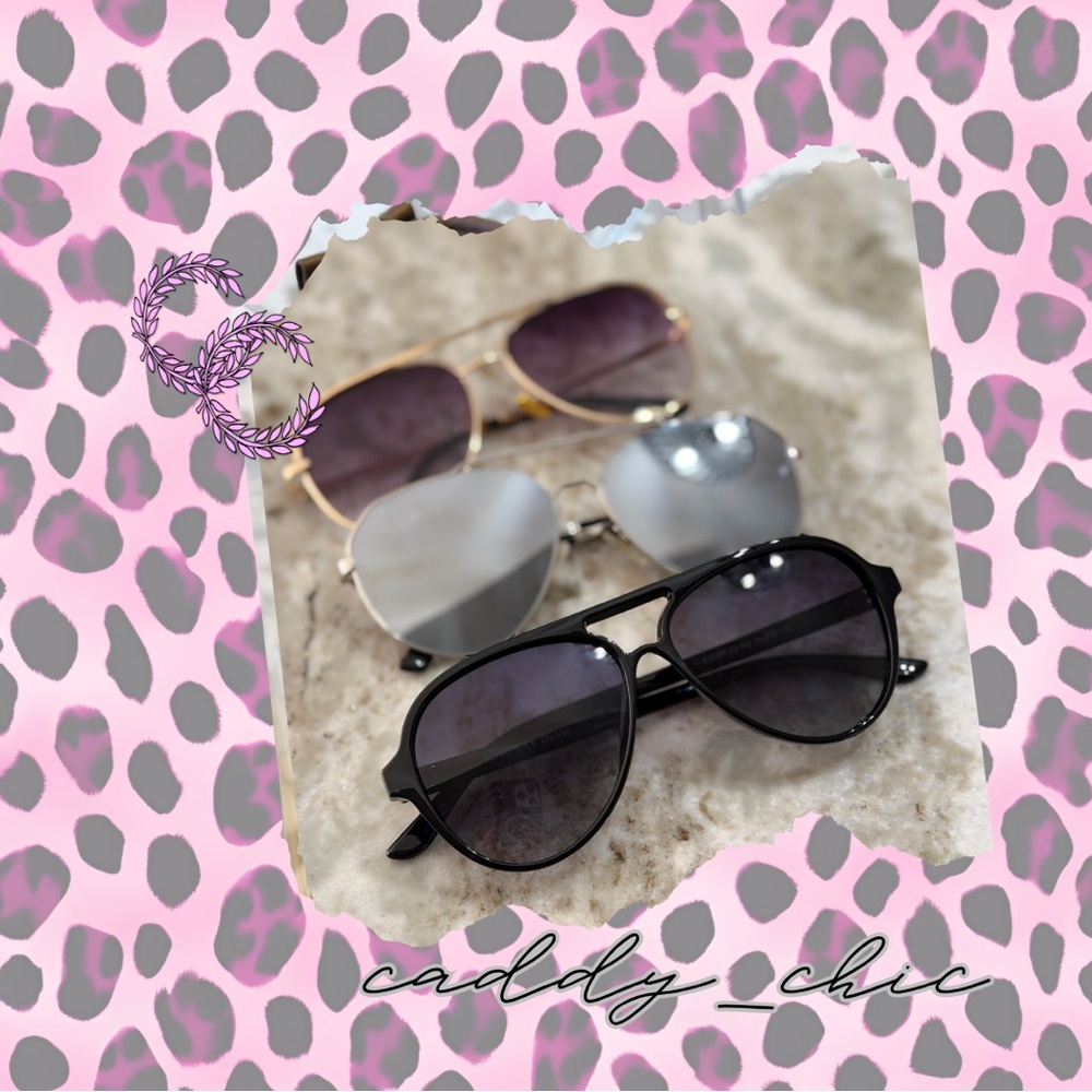 Aviator Sunglasses Bundle of 3 | Black, Silver & Gold Frames | EUC